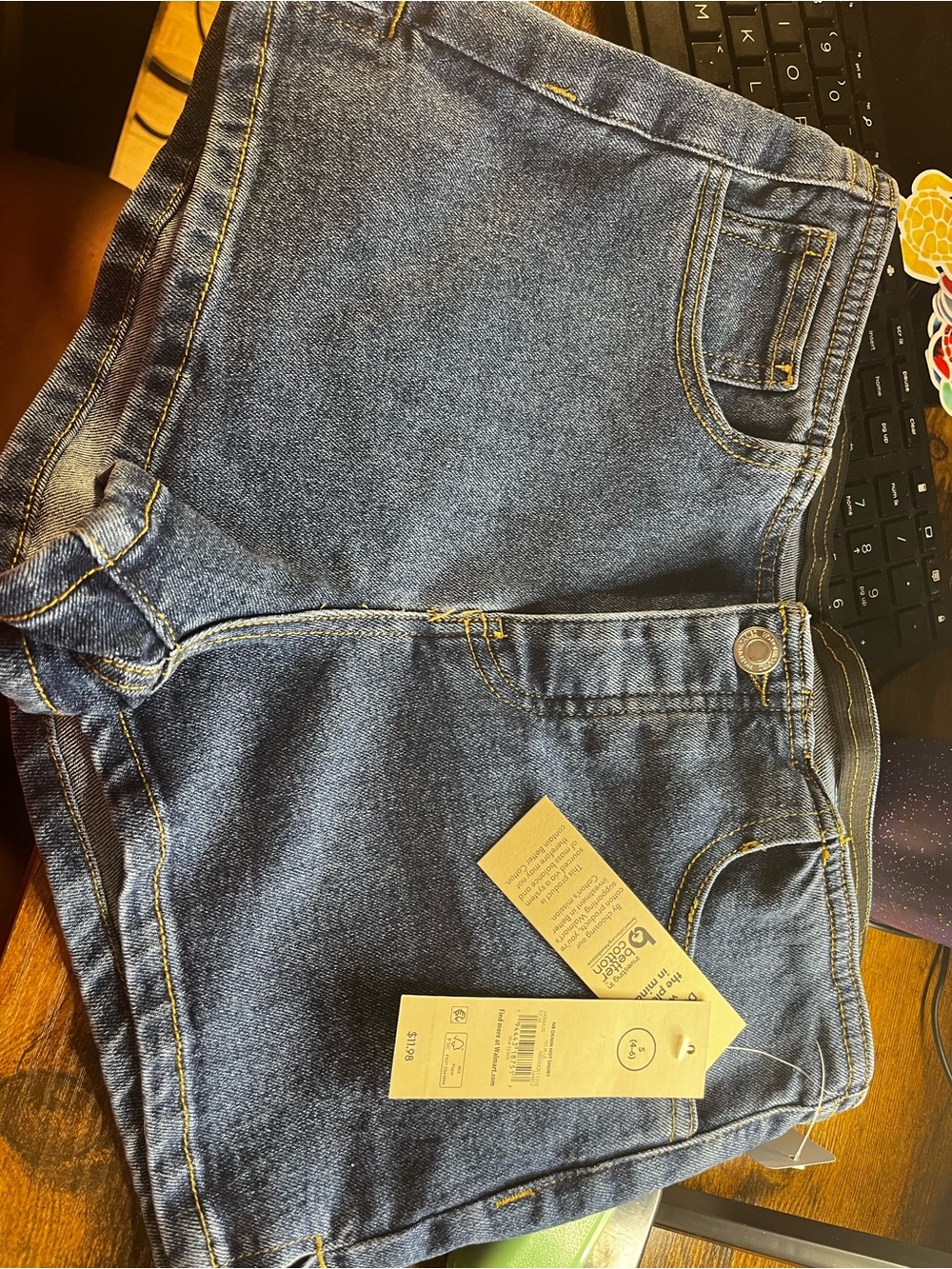 No Boundaries Blue Denim Short with Contrast Stitching